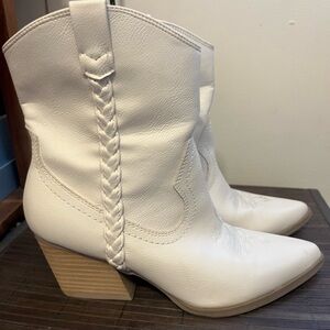 Dolce Vita White Stacked Heel Cowboy Boots